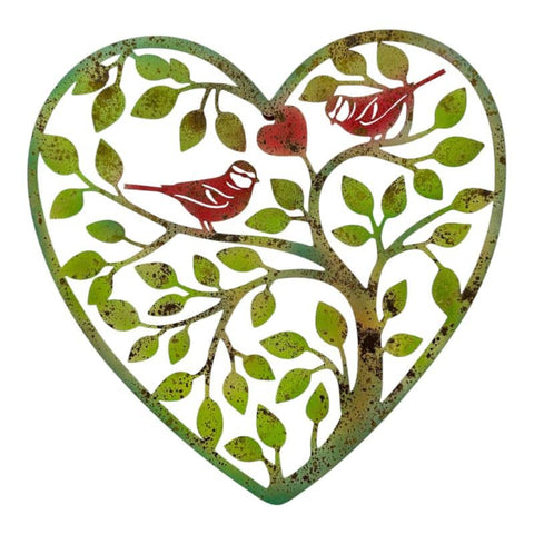 Laser Cut Heart Tree of Life with Red Birds