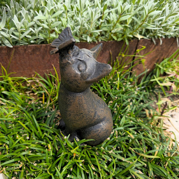 Cast Iron Cat With Butterfly