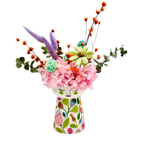 Petite Doll Vase Summertime Dried Flower Arrangement