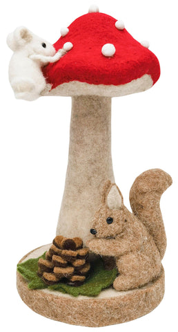 Toadstool with Squirrel & Mouse Standing