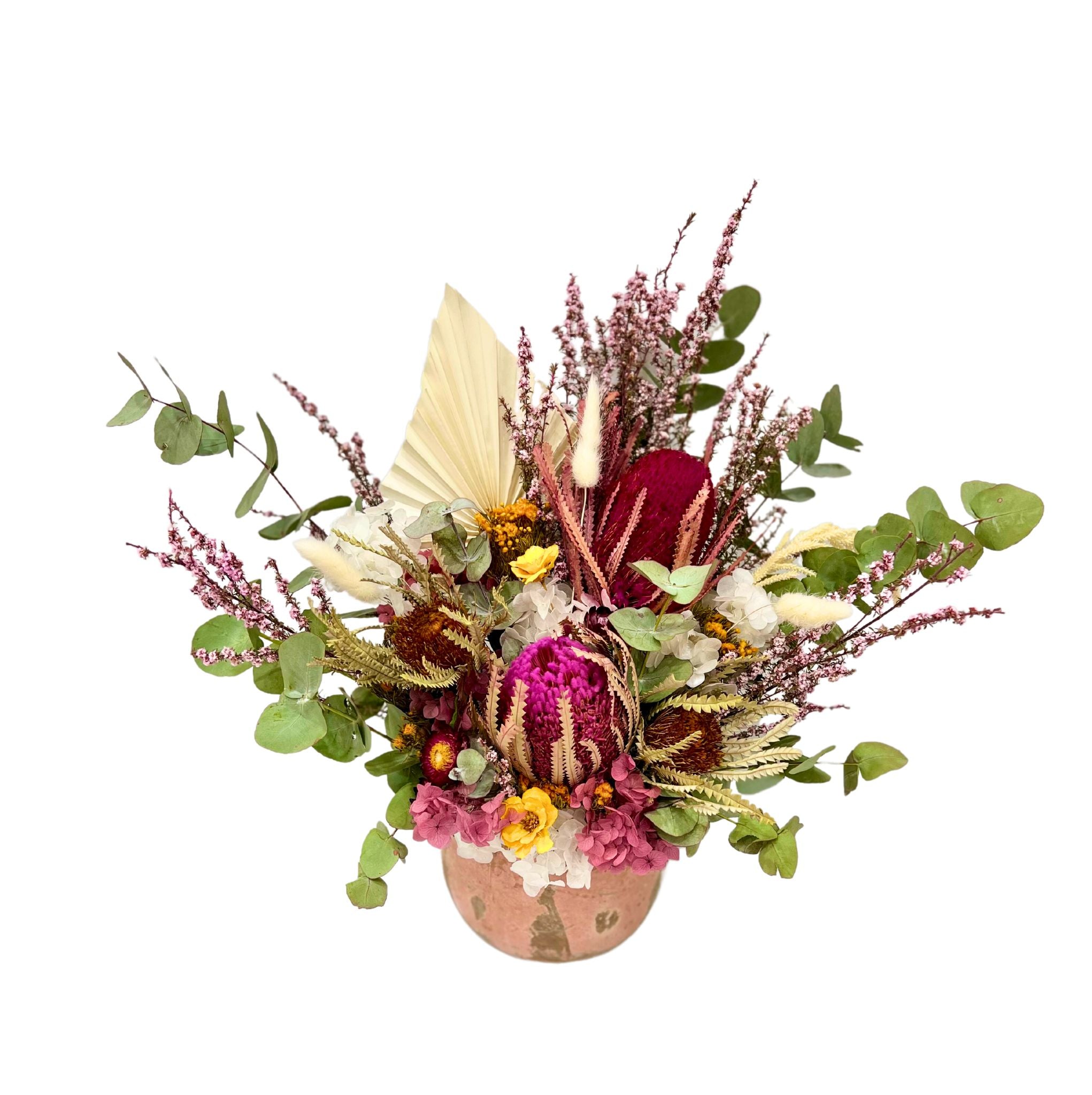 Pink Native arrangement in Earth Pot